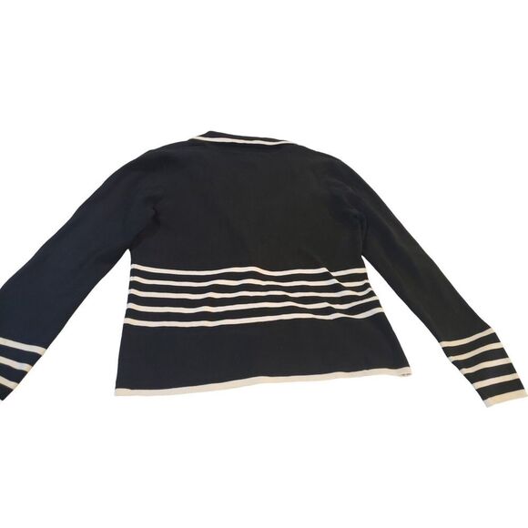 Vintage DESIGN HISTORY Black SILK Blend Knit Collared Cardigan Sweater Jacket‎ L - Picture 7 of 15